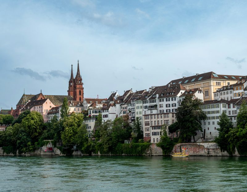 Basel Münster and Old Town houses above the Rhine.